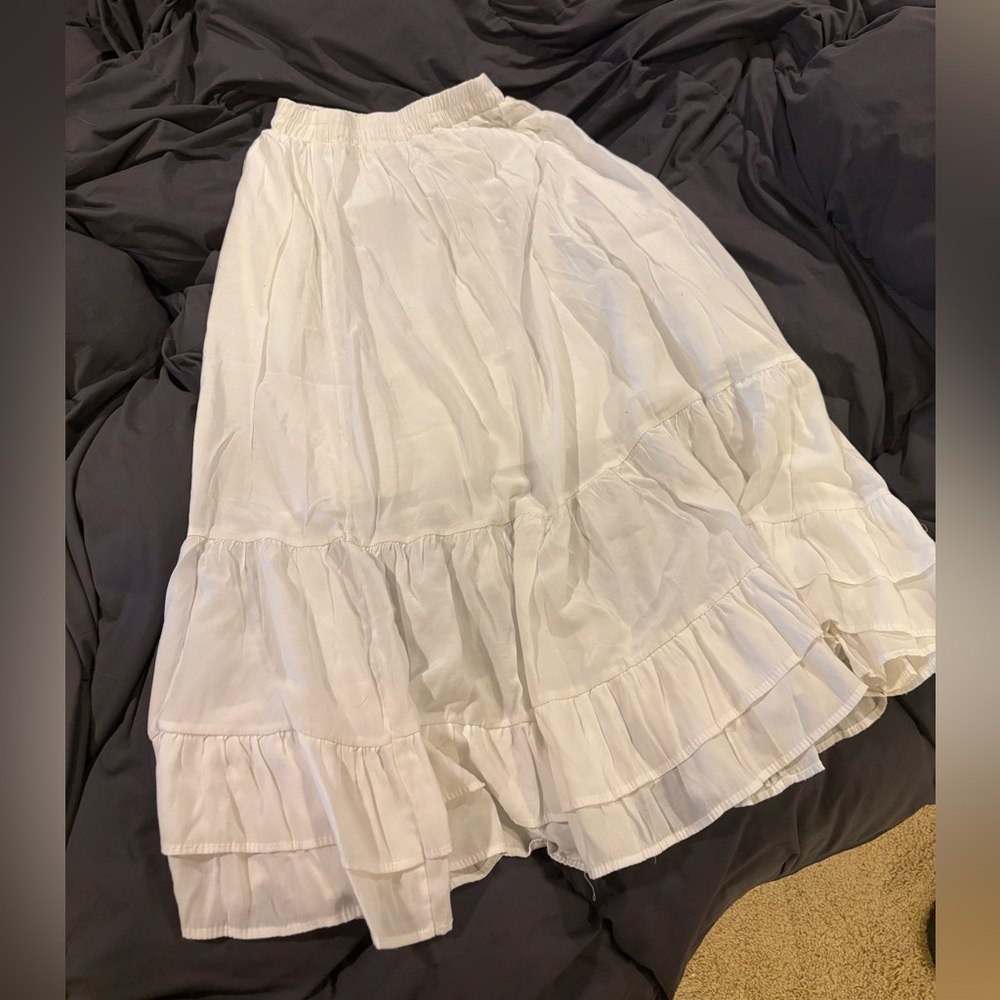 White Flowy Maxi Skirt